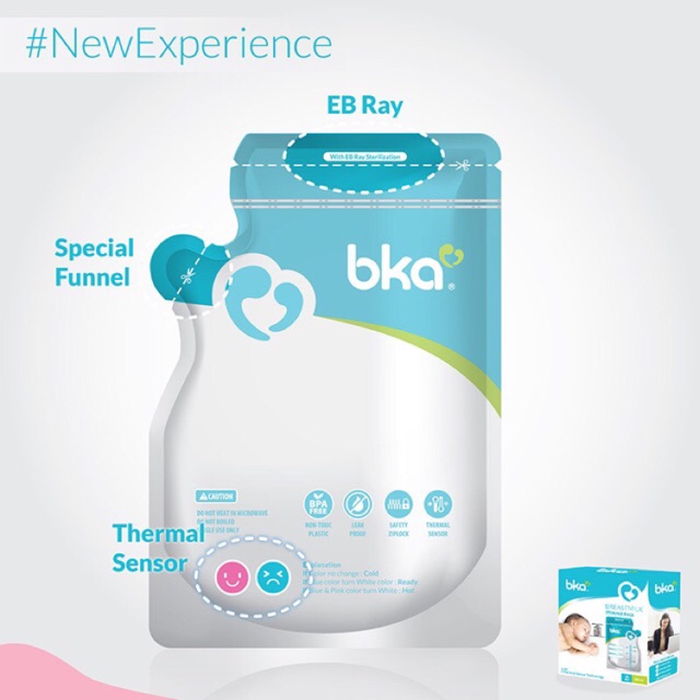 BKA / MIMIMA Kantong ASI 120 ml isi 30 / 10 pcs dengan Thermal Sensor - Breastmilk Storage Bag 120ml NEW