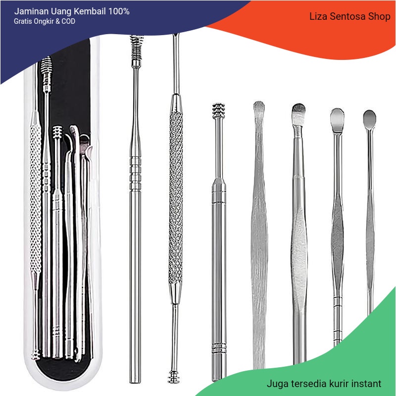 [BISA COD] TERMURAH Biutte.co Alat Pembersih Telinga Korek Kuping Ear Wax Picker 7 PCS