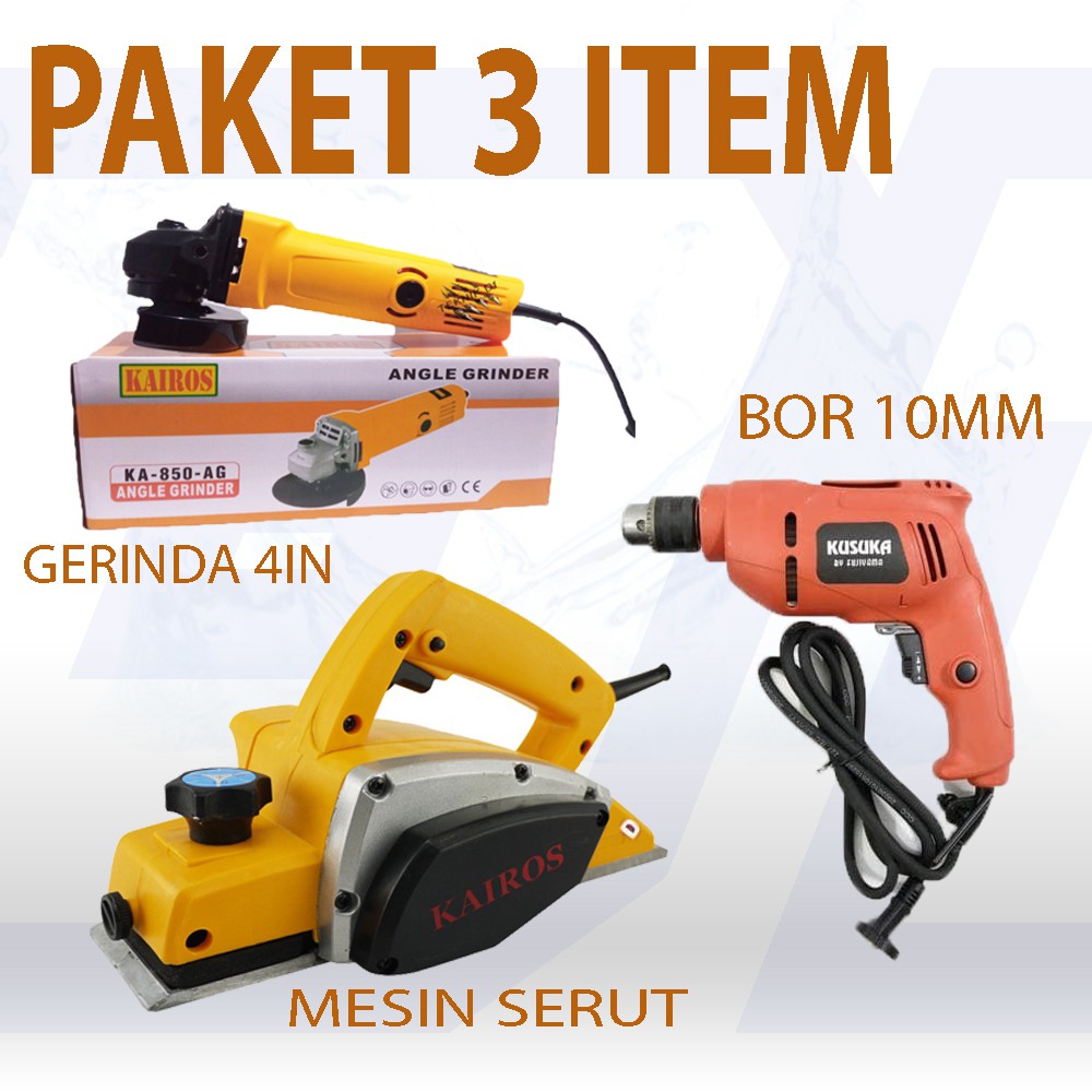 PROMO ALAT TUKANG!!!! PAKET 3 ITEM MESIN CIRCULAR SAW MESIN SERUT PLANER MESIN BOR 10MM