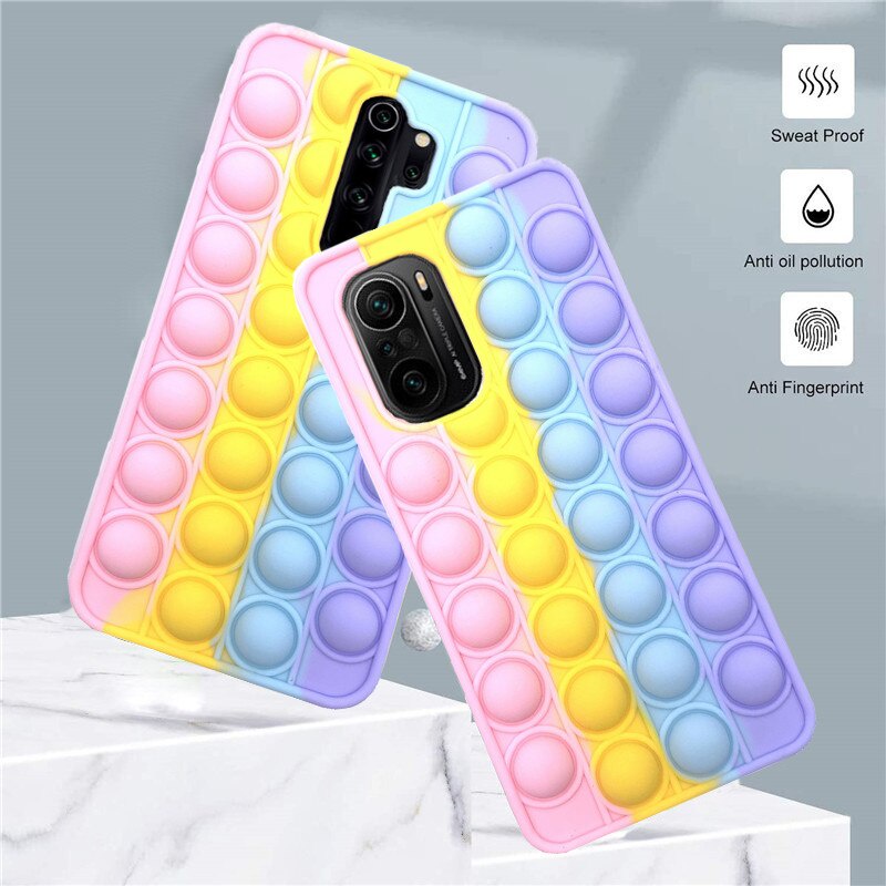 Reliver Stress Pop Fidget Toys Push It Bubble Case for Huawei Nova 5T 7SE Nova 7 Nova3i Y9S Y9 Prime 2019 P30 P40 Pro Mate 30 Antistress Game Cover Adult Kids