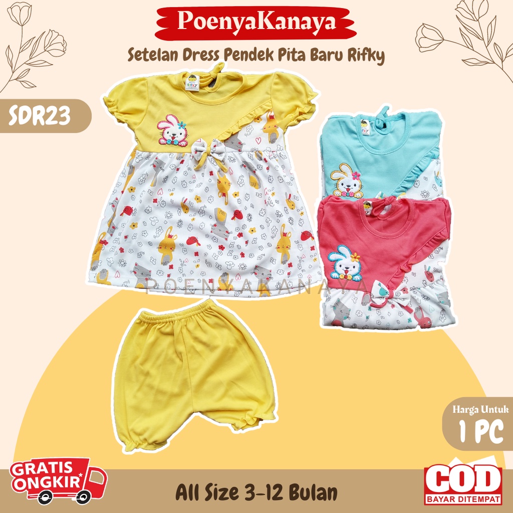 Setelan Rok Pendek Bayi Motif PITA BARU Rifky 3-12 Bulan SDR23