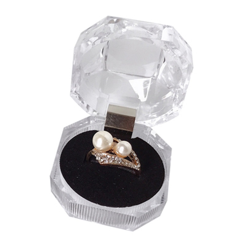 Mini 2 Colors Options Jewelry Package Ring Earring Box Acrylic Transparent Wedding Packaging Jewelry Box