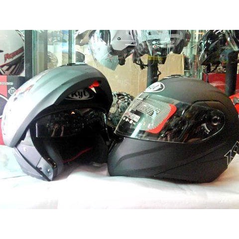Helm KYT RRX Black Doff Fullface Flip Up Hitam Doff Dop Fullvisor