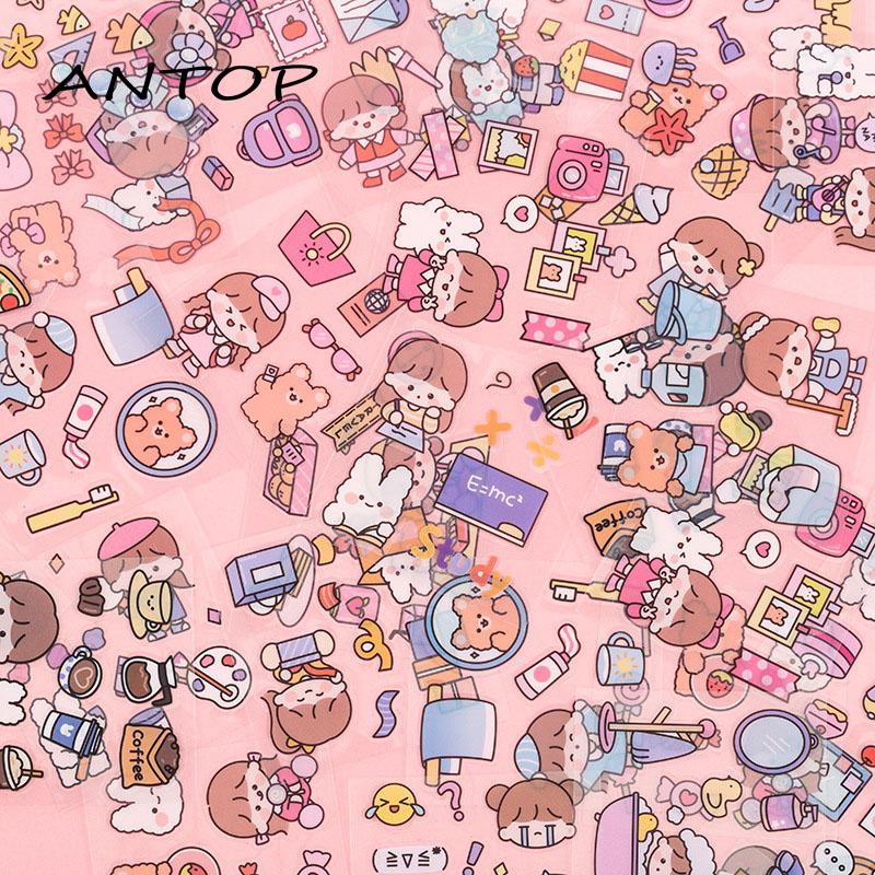20pcs Stiker Thermos Desain Kartun Perempuan Lucu Model Anti-Air