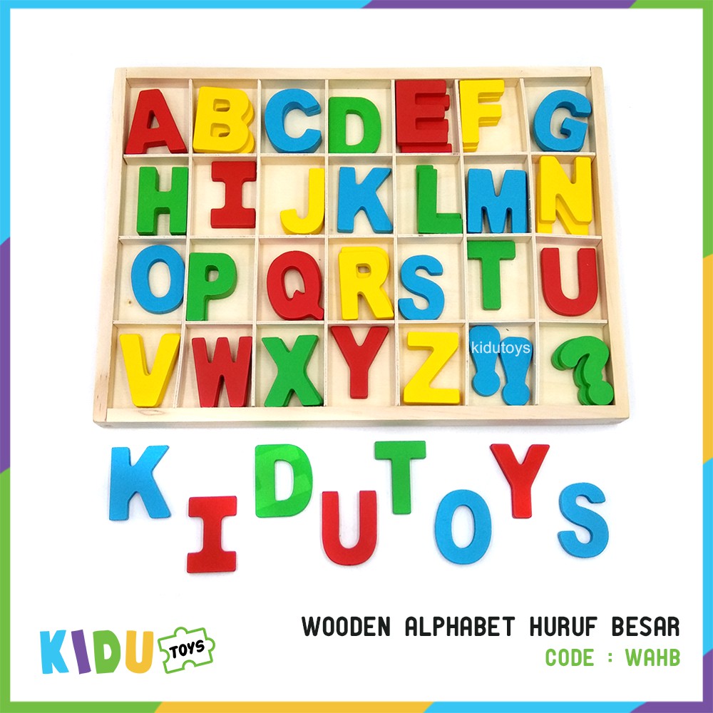 Mainan Montessori Anak Alphabet Kayu Huruf Besar / Wooden Alphabet Capital Letters Kidu Toys