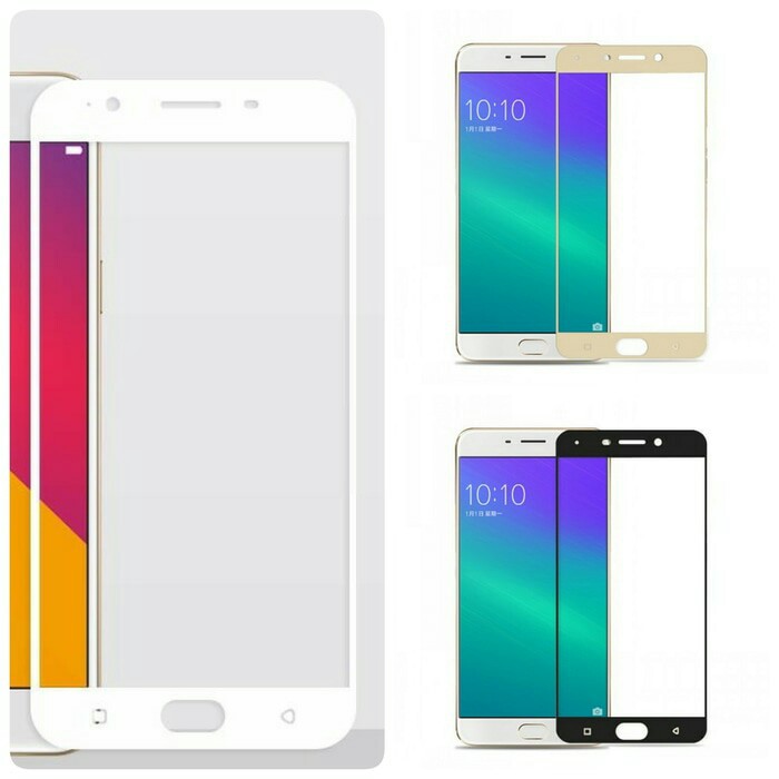 Tempered Glass Full Warna Colour Color Oppo F3/ A77, F3+/ R9s+