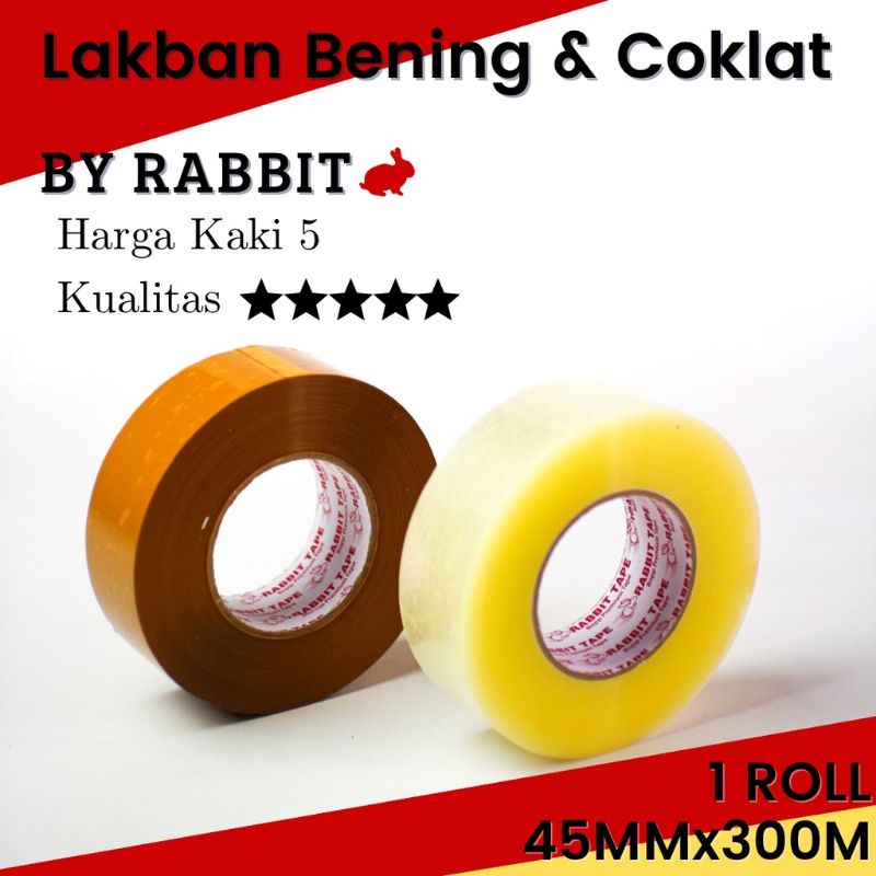 

Lakban OPP RABBIT TAPE 2" 45mm x 500 Yard/ Meter (Bening/Coklat)