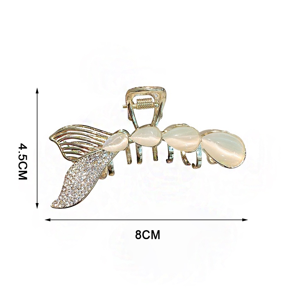 Jepit Rambut Bentuk Ikan Hiu Geometris Aksen Berlian Imitasi Untuk Wanita