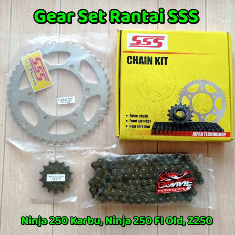SSS Chain Kit Gear Gir Set SSS Ninja 250 Karbu, Ninja 250 FI Old, Z250