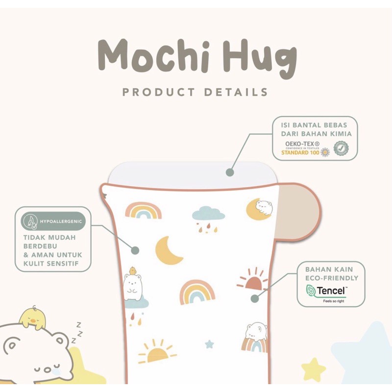 Mooi Mochi Hug Bantal Guling Anak Tencel-Buddy Pillow Bolster Kids Baby