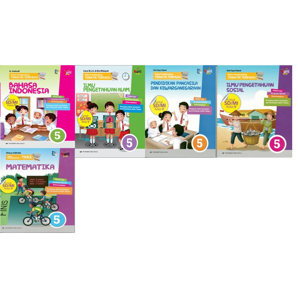 Buku Erlangga Buping SD/MI Kelas 5 Pelajaran B.Indonesia,Matematika,IPA,IPS,PPKN K13N