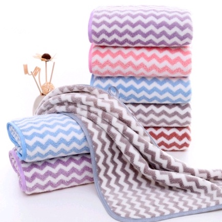 Handuk Mandi Dewasa Microfiber 70X140cm Bulu Motif Zigzag Handuk Anak Bayi Lembut Import Murah