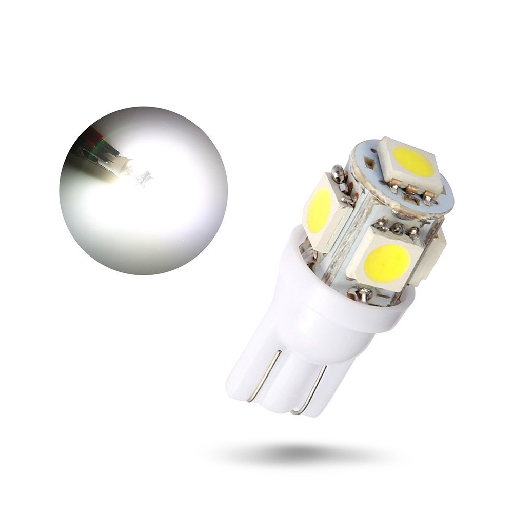 1pc Lampu Led Wedge T10 W5W 5050 5smd Dc 12v Untuk Plat Nomor Mobil