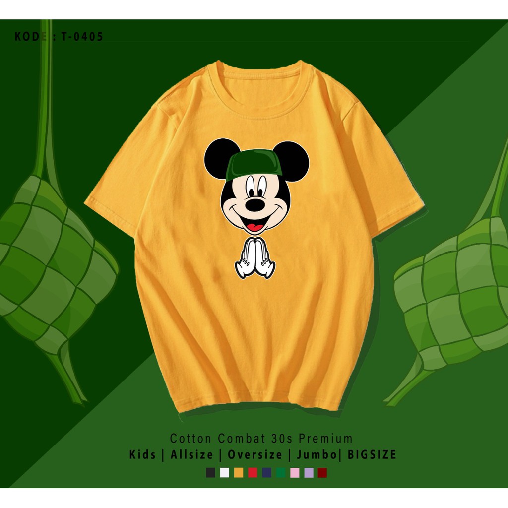 FREE CUSTOM NAMA - KAOS LEBARAN EDITION MICKEY UNISEX / TERMURAH BAJU KAOS KATUN LENGAN PENDEK / TUMBLR TEE