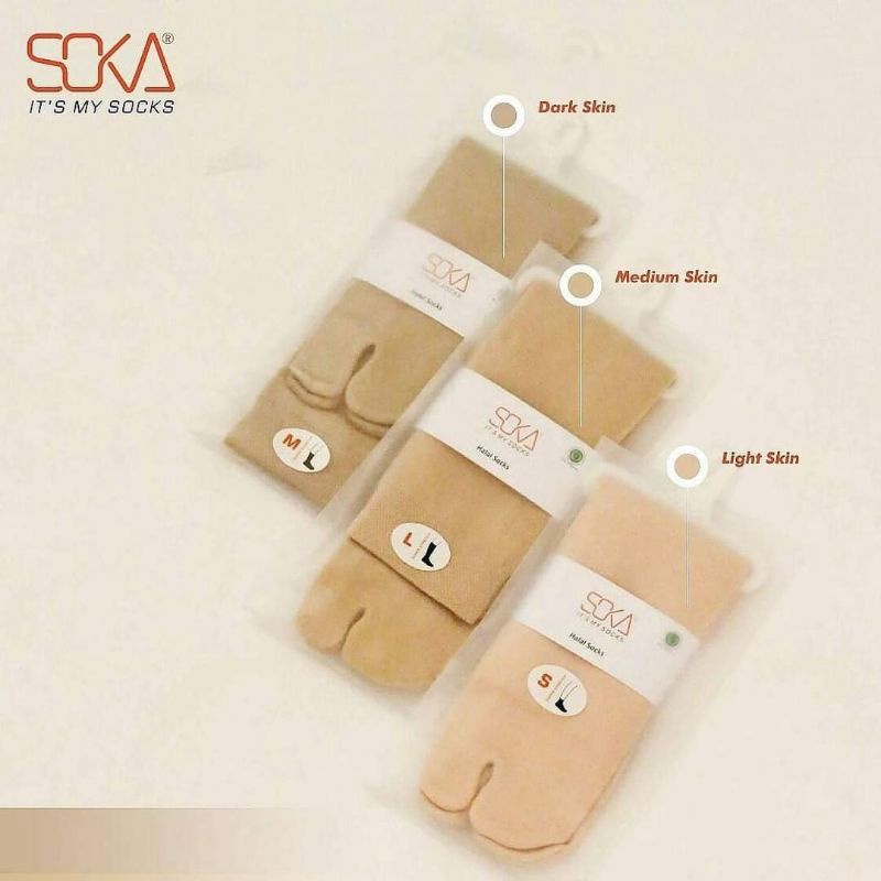 [1 PASANG] ORIGINAL SOKA Jempol Skin Kaos Kaki Muslimah Wanita Hijab Haji Umroh Murah Diskon Warna Kulit Size M Pendek kaoskaki