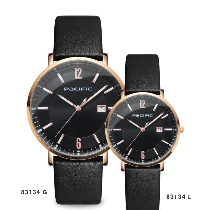 RECOMENDED JAM TANGAN COUPLE PACIFIC ORIGINAL LEATHER KULIT COKLAT MUDA