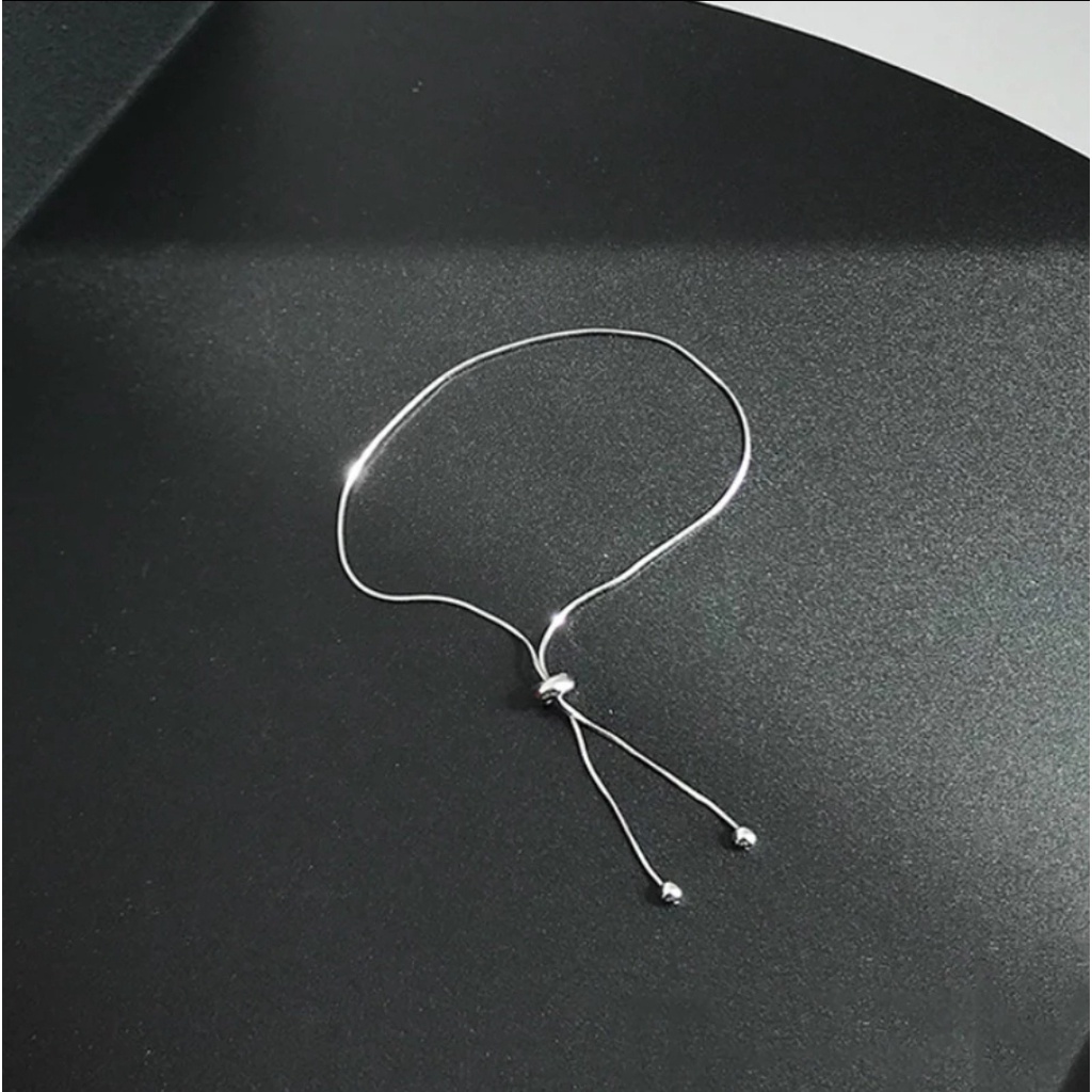 Gelang Serut Titanium Model Rantai Tulang Ular Polos Warna Gold dan Silver