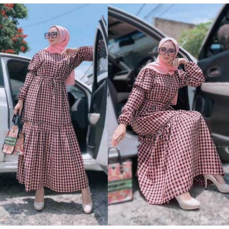 S2 - TERHITS GAMIS KOTAK VANESA MURAH BUSUI MAT VOXY PRINTING FREE BELT DRESS WANITA MUSLIM TERBARU 