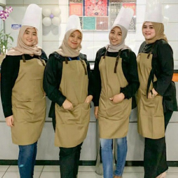 Apron celemek bahan drill halus premium perlengkapan masak barista