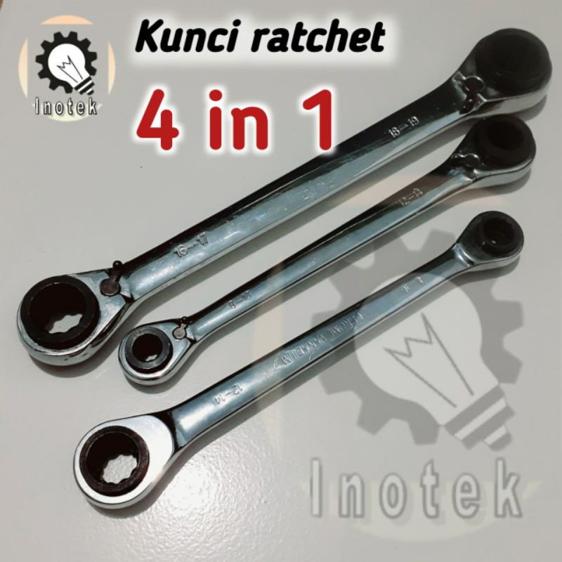 Kunci Ring Ratchet 4 in 1 Kunci Otomatis Bulak Balik