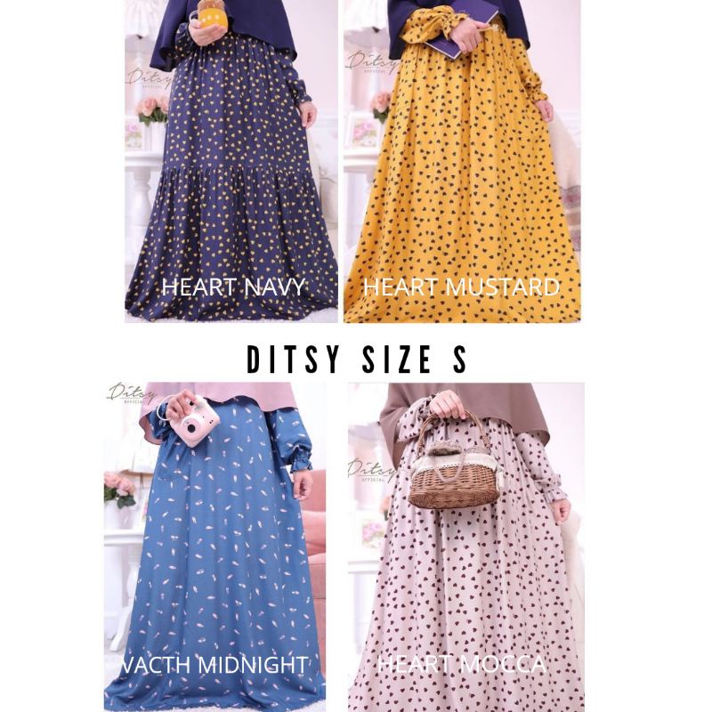 Ditsy Nightgown November 2021 size S (Heart navy, heart mustard, heart mocca)