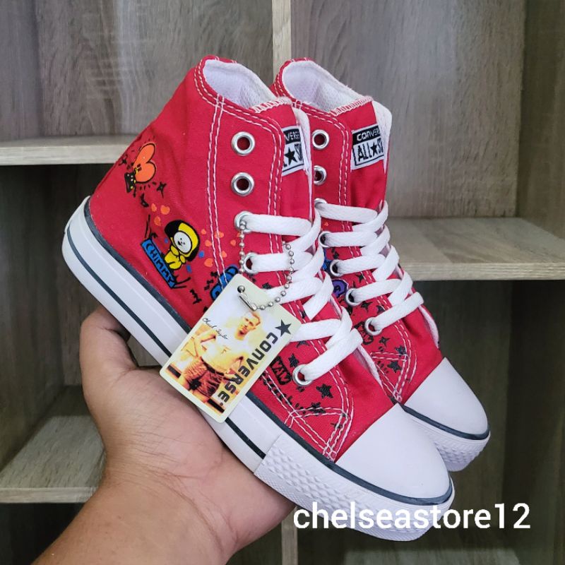 SEPATU CONVERSE ANAK BTS BT21 SEPATU ANAK PEREMPUAN &amp; SEPATU ANAK LAKI LAKI MOTIF KOREA KARAKTER