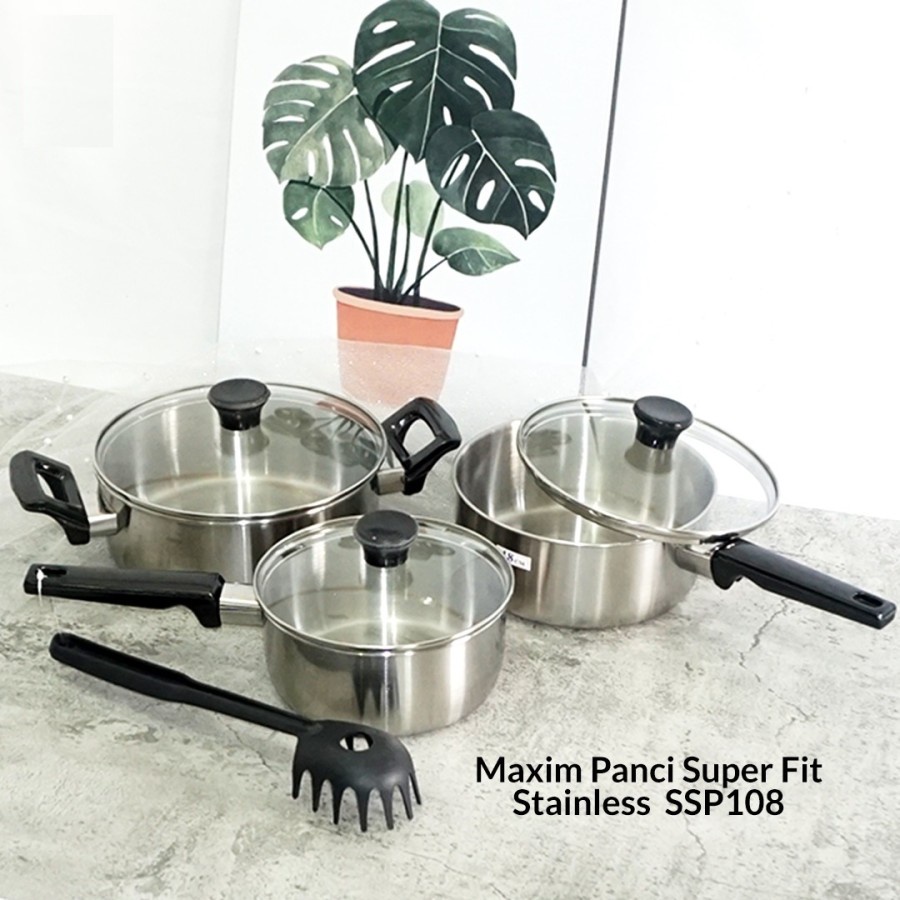 Maxim SSP108 Super Fit Panci Stainless Set SSP-108 Sauce Pan Sauce Pot