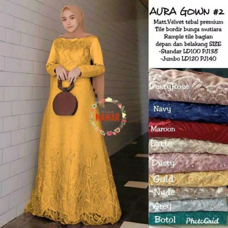 Aura Gown Dress Kondangan Brukat Tille Jumbo XXXL Gamis Muslim Brukat Ld 120CM Party Dress Muslim MUSLIMAH SERAGAMAN LAMARAN PERNIKAHAN KONDANGAN PARTY DRESS LEBARAN TERBARU WISUDA GAMIS FULL BRUKAT MURAH GROSIR KONVEKSI GAMIS PESTA SUPER JUMBO