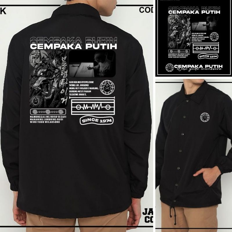 Jaket Coach Cempaka Putih | Jaket Coach Cempaka Putih Sablon Hitam Putih | Jaket Coach PSCP