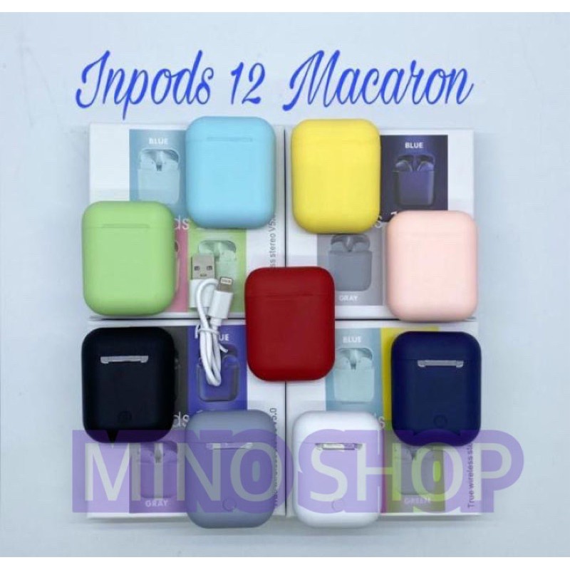 HEADSET - EARPHONE BLUETOOTH WIRELESS I12 MACARON