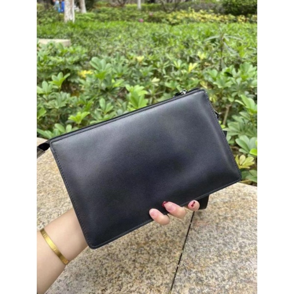 handbag tumi alpha zip clutch leather tas tangan clutch kulit asli hitam