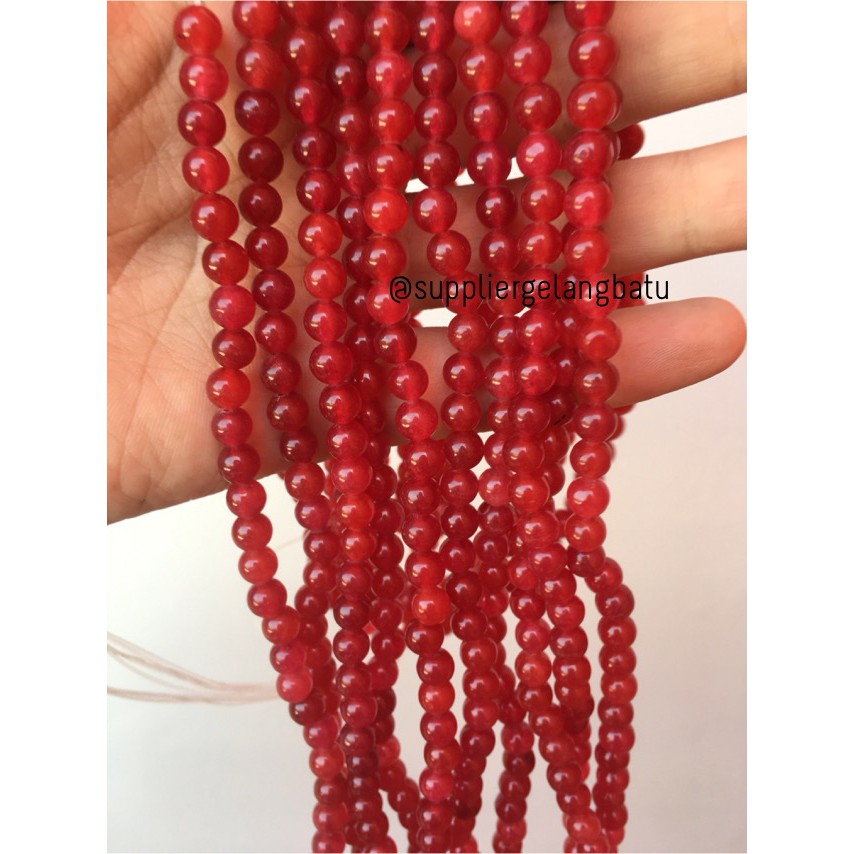 bahan gelang kalung batu 6mm red agate doff bahan kreasi premium akik aksesoris fashion craft grosir