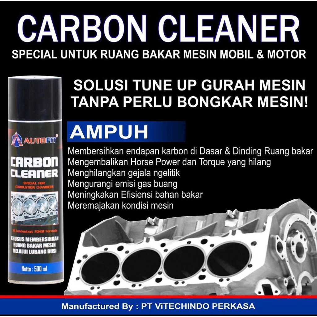 Autofit Carbon Cleaner 500ml Spray Foam Pembersih Ruang Bakar Mesin Mobil Motor
