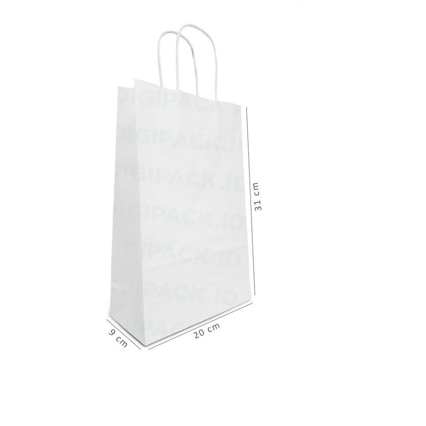 

GR-013UY [Digipack] White Paper Bag Tali 20 x 9 x 31 | Kantong Kertas Putih ...Tengkiu