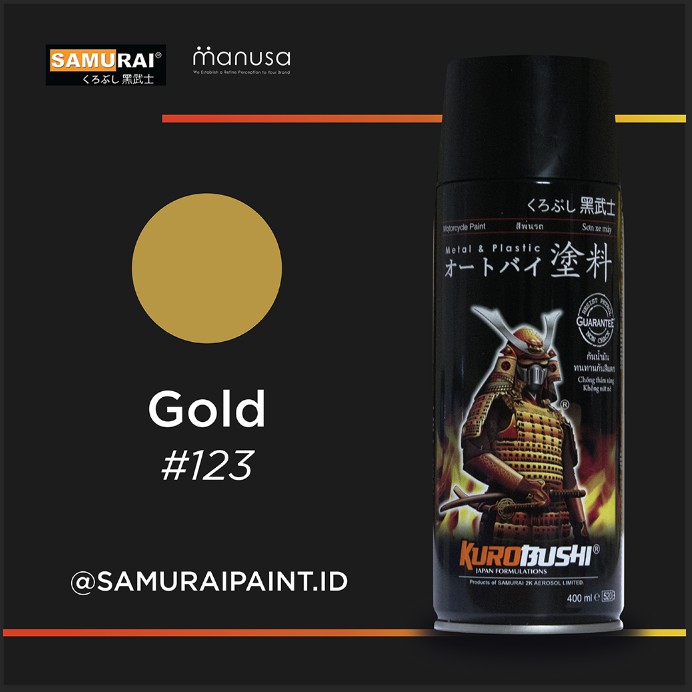 Samurai Paint Standard Gold 123 Emas Standar #123 Cat Aerosol Kualitas Kompresor