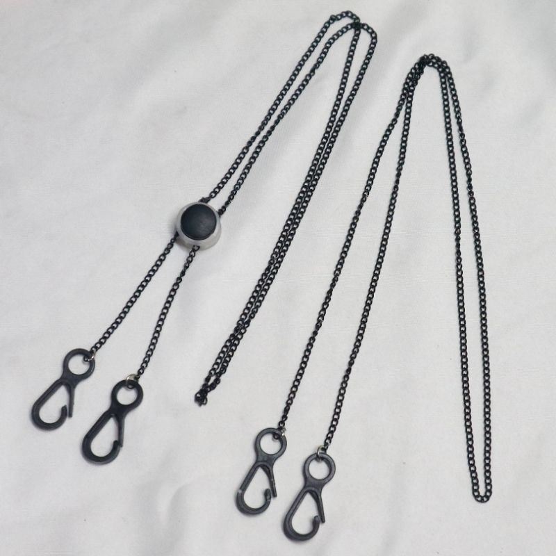 tali rantai masker hitam lanyard cowok cewek remaja anak sekolah