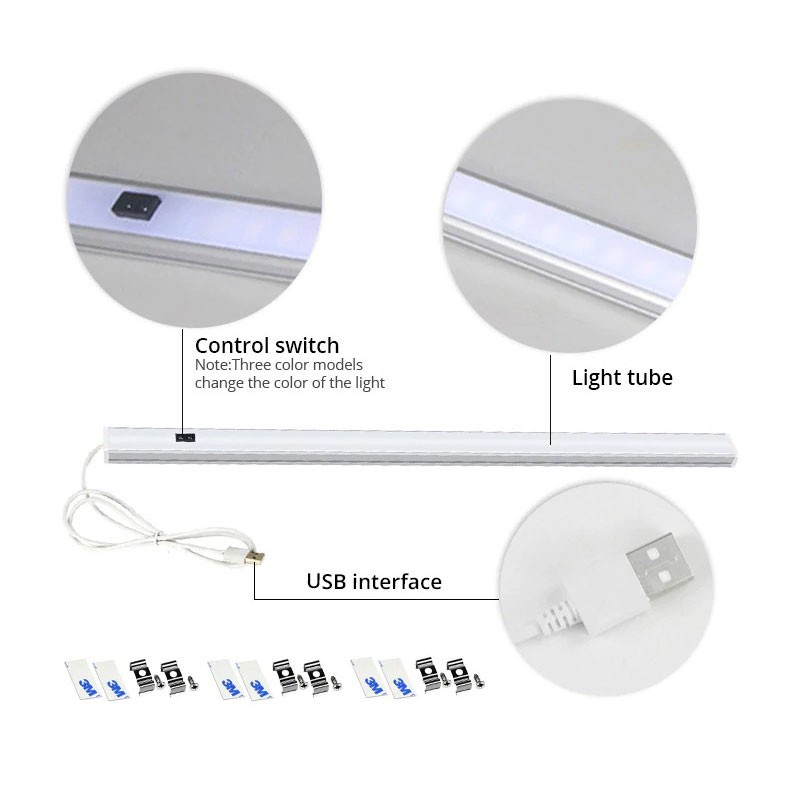 Lampu LED USB Sensor Deteksi Cahaya Under Cabinet 50CM - D2835 - Warm White