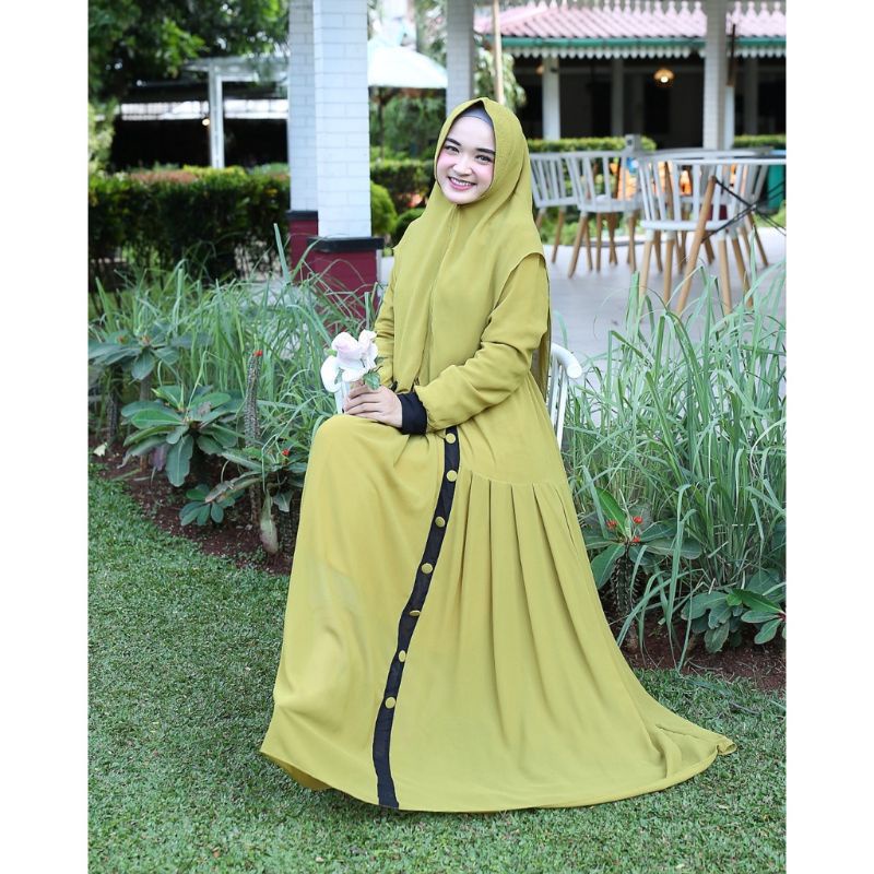 [Fashion Muslim] Gamis ELIZA dress lemonskin variasi kancing