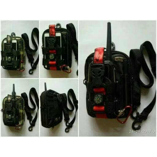 tas pinggang tactical kombinasi sarung HP HT