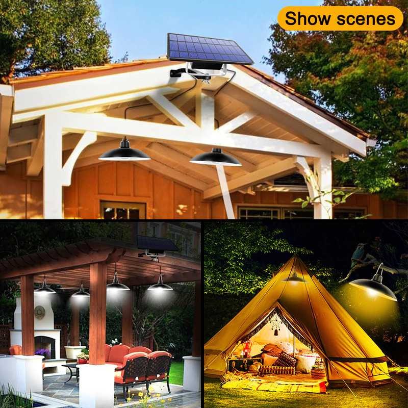 Lampu LED Solar Panel Waterproof Two Light - 191006ZK Hitam