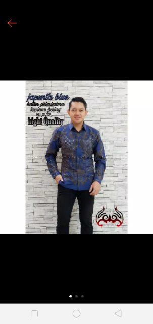 Japunta Blue Kemeja Batik Pria Full Furing Katun Primisima Batik Solo Batik Warna Navy Dongker