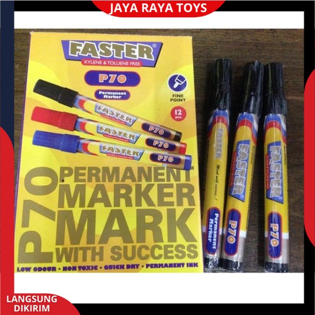 ( PROMO ) Spidol Permanen FASTER P70 Grosir Isi 12Pcs Berkualitas New