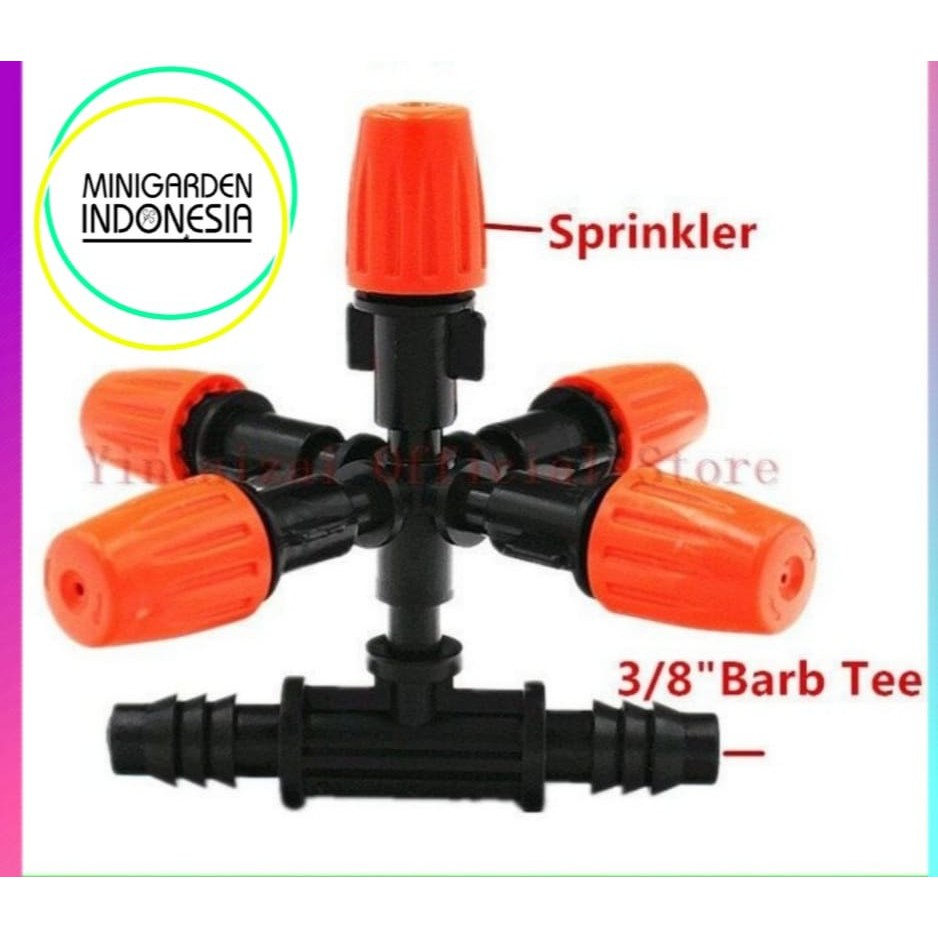 SPRAYER KABUT FOGGER 5 ARAH + KONEKTOR TEE REDUCE 11MM fitting head mist sprinkler nozzle PE 7MM