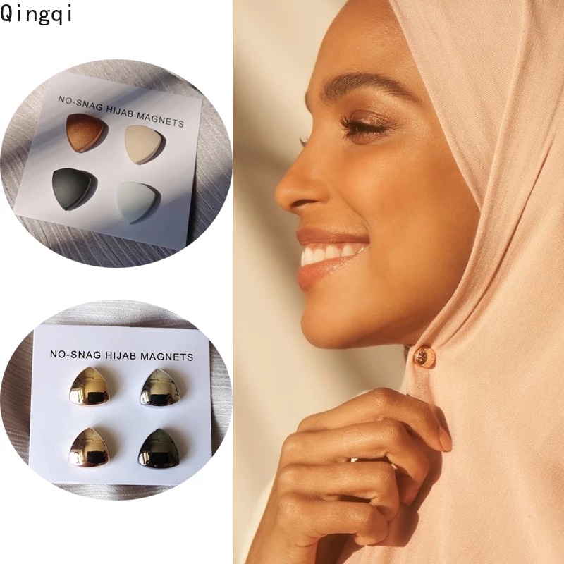 Bros Pin Magnetik Bentuk Segitiga Warna Matte Untuk Hijab Wanita Muslim