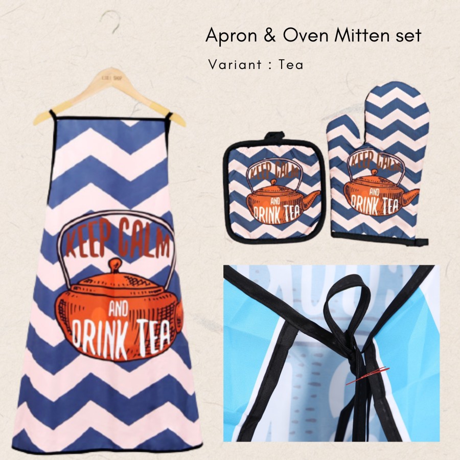 Waterproof Apron And Kitchen Glove Set / Sarung Tangan Celemek Dapur