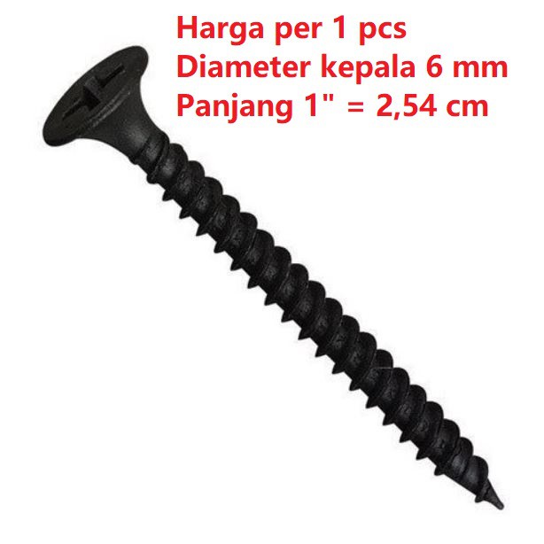 Drywall screw sekrup baut ulir lancip dry wall partisi gypsum plafon lisplang talang air bulat kotak