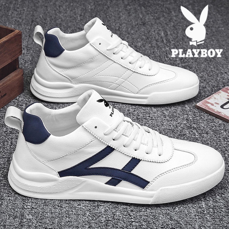 Playboy Pria  Musim  Tinggi  Sepatu Putih Pria Tren Sepatu Kulit Pertengahan  Spring Leisure sepatu 