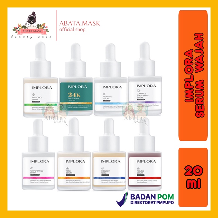 IMPLORA FACE SERUM LUMINOUS BRIGHT SERUM ACNE PEELING MIDNIGHT SERUM WAJAH IMPLORA