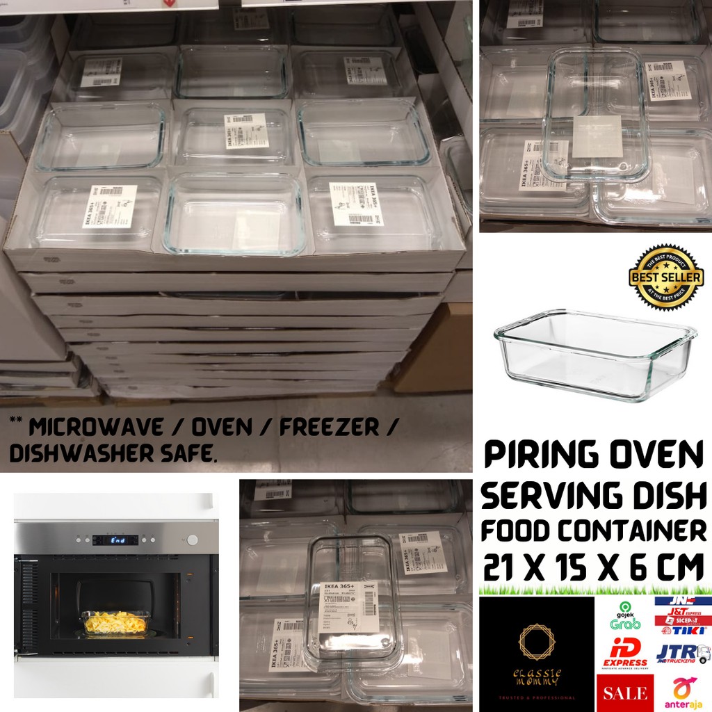 Piring Oven Saji Serving Dish Persegi Panjang Food Container Kaca Bening 21x15x6 cm