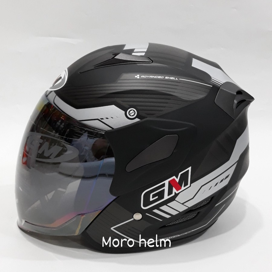 HELM GM FIGHTER MOTIF VENDER BLACK SILVER DOFF